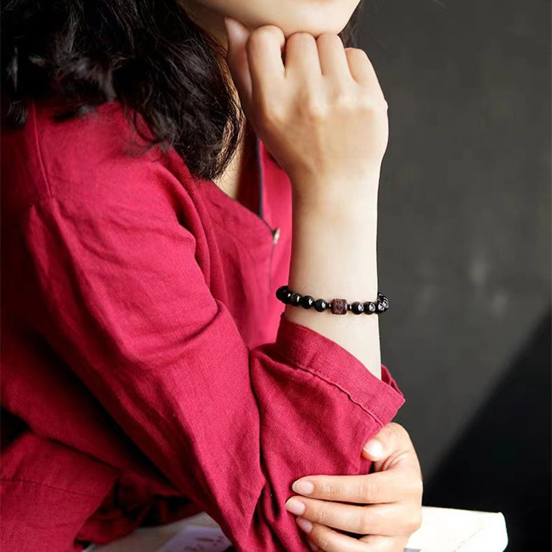 Natural Gold Sheen Obsidian Rainbow Obsidian Om Mani Padme Hum Fu Character Healing Bracelet - Image 41