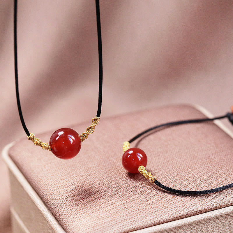 Natural Red Agate Chalcedony Self-acceptance Confidence String Bead Bracelet Necklace Pendant - Image 10