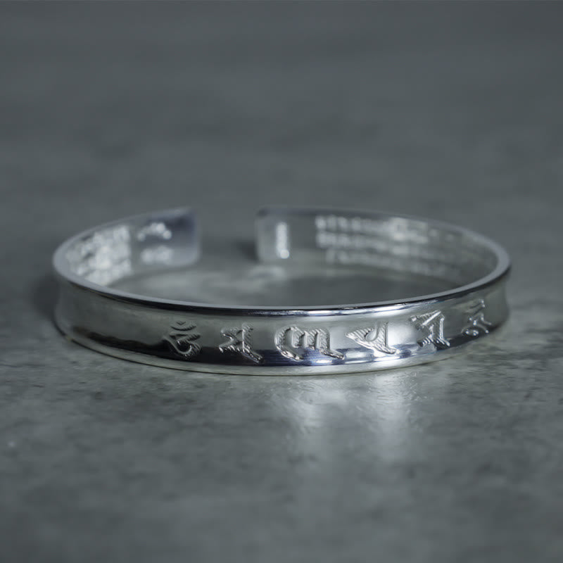 Tibetan Mantra White Copper Bracelet - Image 7
