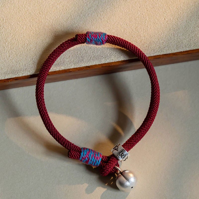 925 Sterling Silver Tibetan Handmade Om Mani Padme Hum Persimmon Charm Luck Protection Braided Bracelet - Image 6