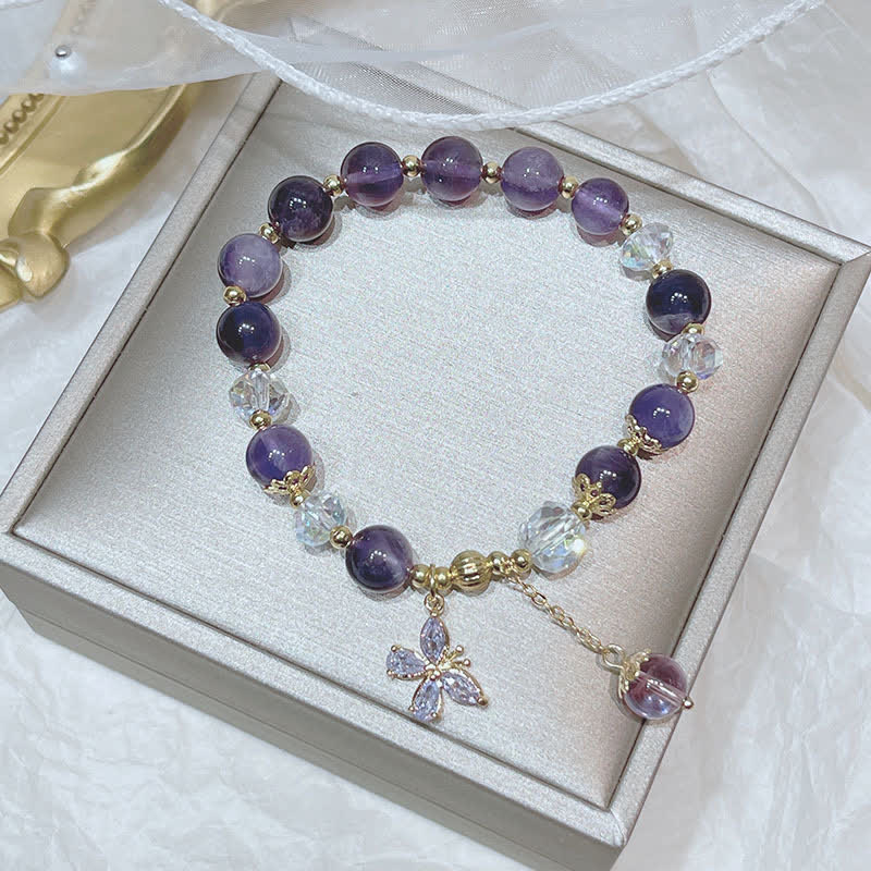 Natural Amethyst Crystal Spiritual Butterfly Charm Bracelet - Image 8