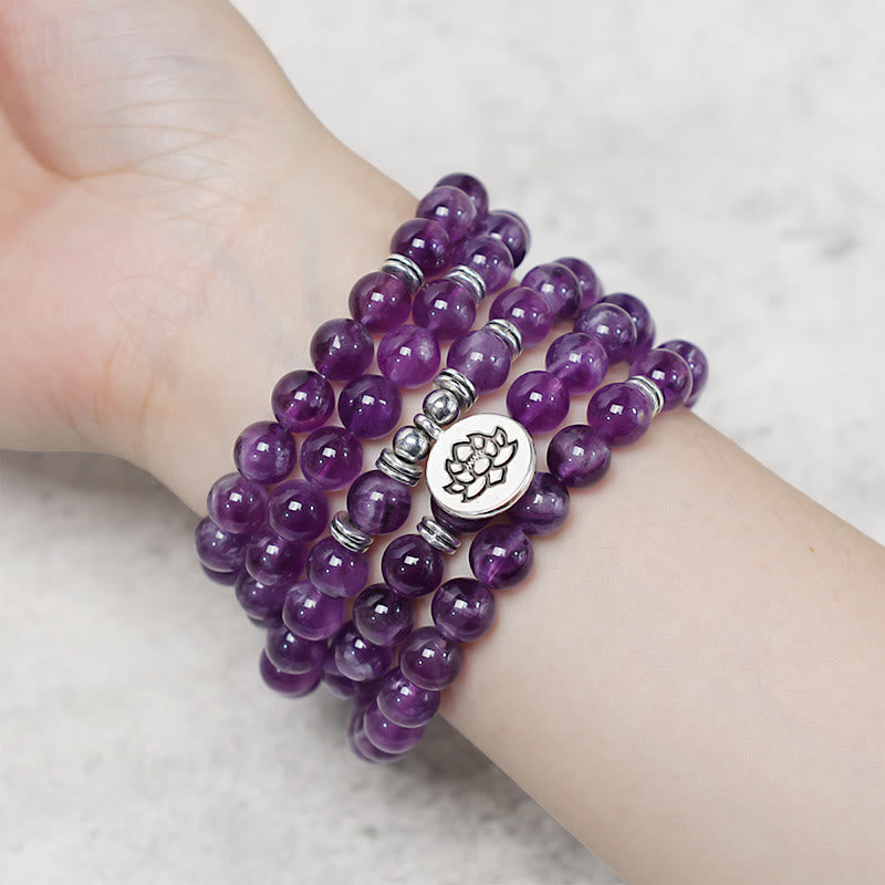 Natural Amethyst Purification Mala Bracelet - Image 5