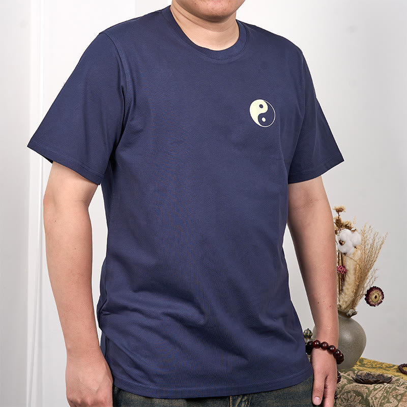 Men's Summer Round Neck Short Sleeve Yin Yang Cotton T-Shirt