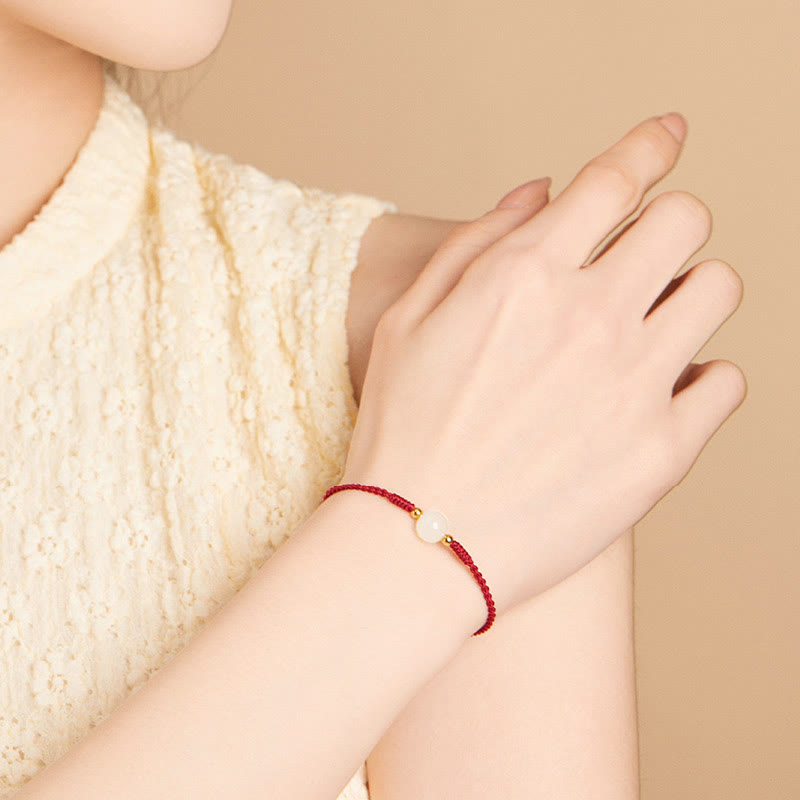 Handcrafted Round Jade Lucky Bead Prosperity Braided Bracelet - Image 14