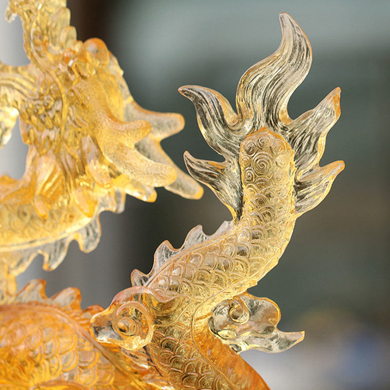 Handmade Chinese Zodiac Yellow Dragon Liuli Crystal Art Piece Luck Protection Home Office Decoration - Image 6