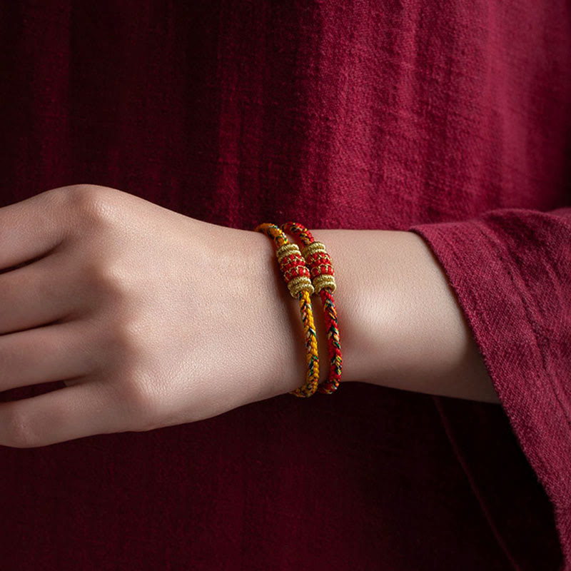 Tibet Handmade Chinese Zodiac Natal Buddha Luck Strength Braided String Bracelet - Image 24