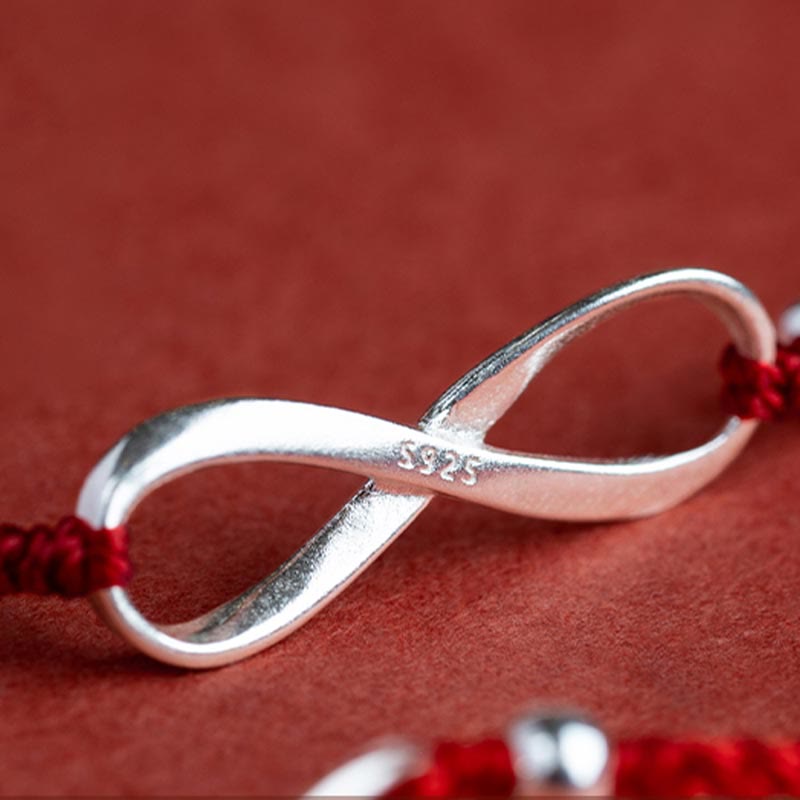 925 Sterling Silver Endless Knot Protection Luck Red String Bracelet Anklet - Image 16