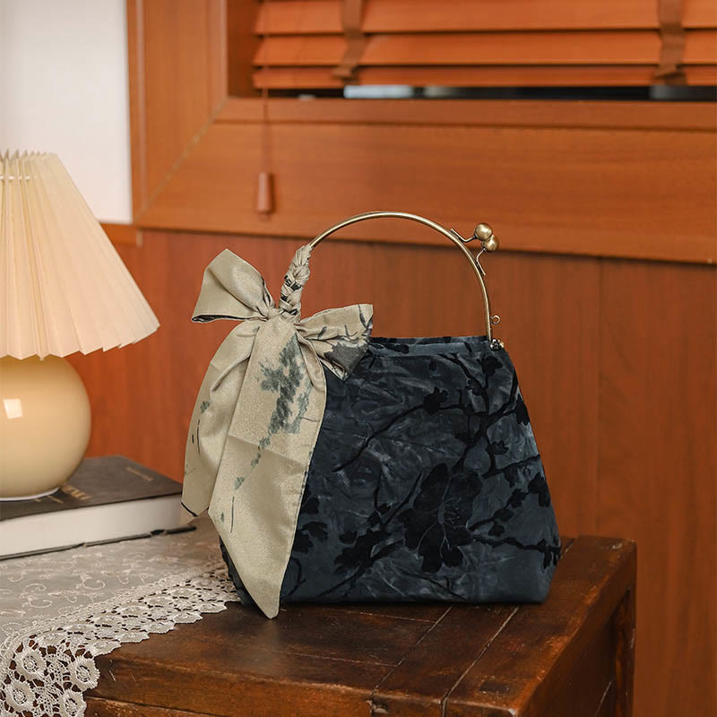 Velvet Jacquard Metal Chain Crossbody Bag Handbags - Image 8