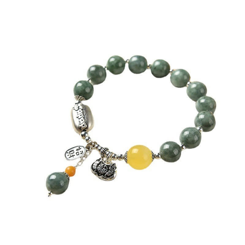 925 Sterling Silver Cyan Jade Amber Success Bracelet - Image 10