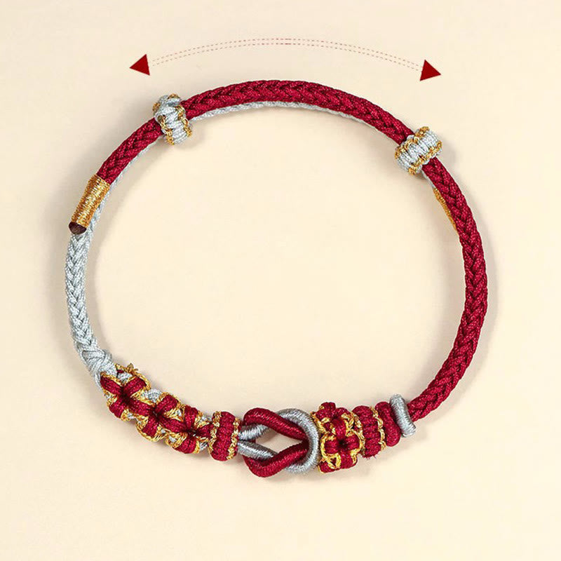 Handmade Peach Blossom Knot Eight Thread Peace Knot Luck Protection Bracelet - Image 10