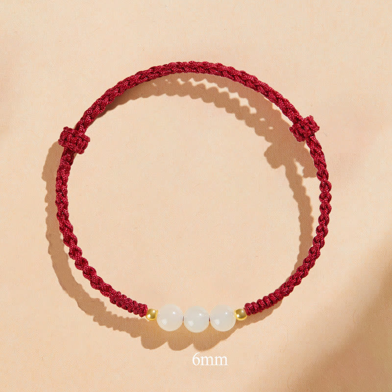 Handcrafted Round Jade Lucky Bead Prosperity Braided Bracelet - Image 22