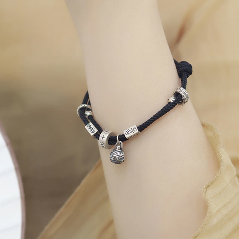 925 Sterling Silver Gold Swallowing Beast Koi Fish Wealth Handcrafted Braided Bracelet - Image 6