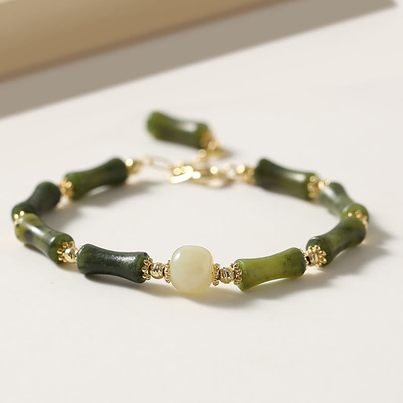 Glass Bead Bamboo Luck Strength Chain Bracelet - Image 6