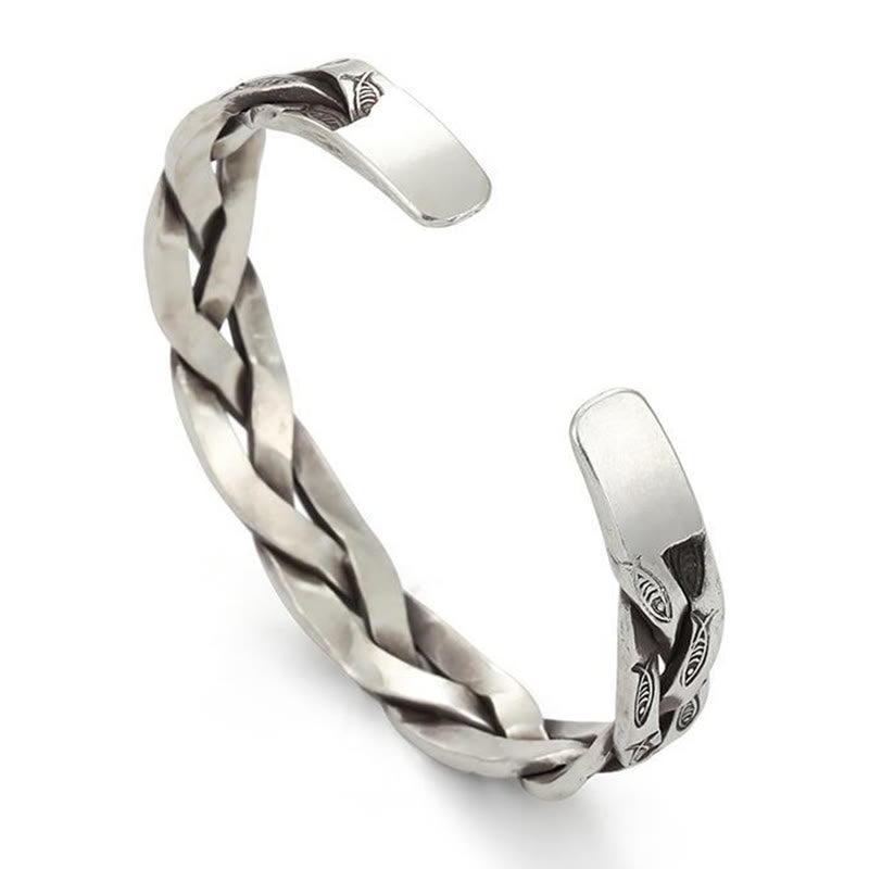 Koi Fish Twisted Design Luck Wealth Cuff Bracelet Bangle - Image 3