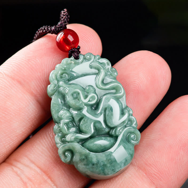 Natural Jade 12 Chinese Zodiac Prosperity Necklace Pendant - Image 8