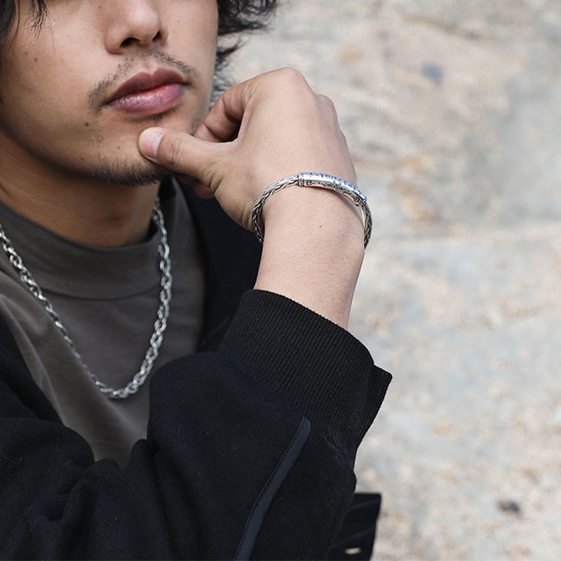 Tibet Om Mani Padme Hum Engraved Focus Cuff Bracelet Bangle - Image 8