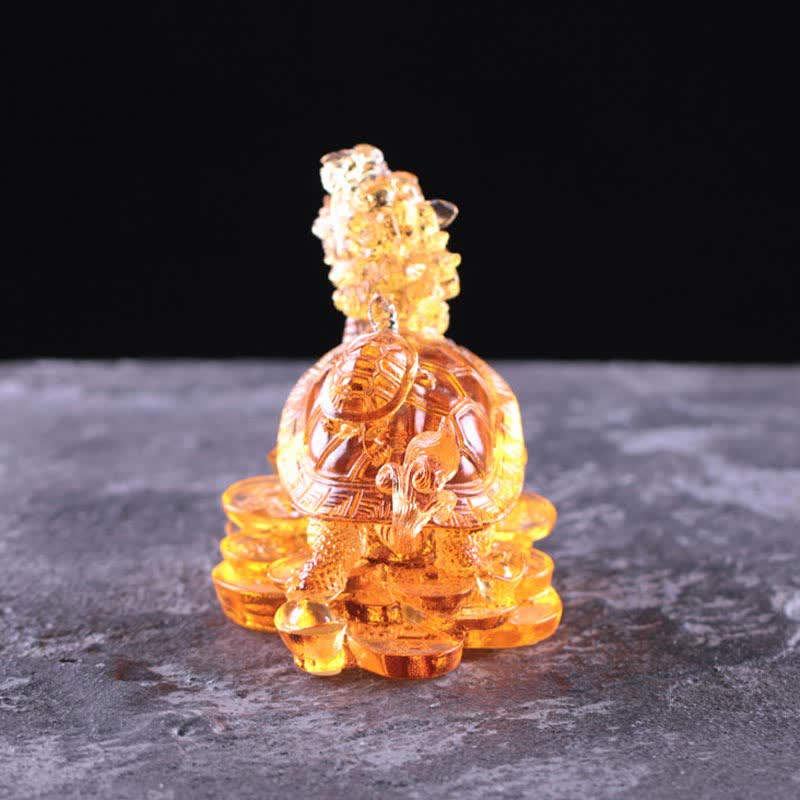 Feng Shui Dragon Turtle Coins Handmade Liuli Crystal Luck Art Piece Home Office Decoration - Image 18