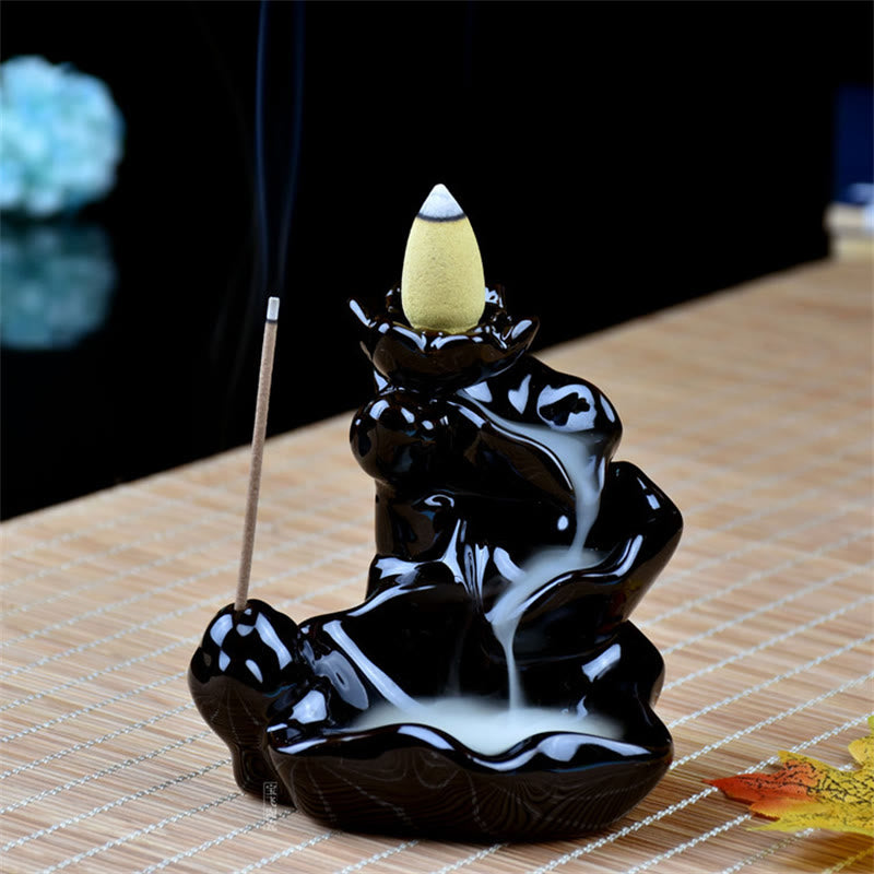Handcrafted Waterfall Incense Holder Backflow Cone Ceramic Burner - Image 5