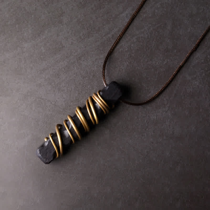 Tibet Ebony Wood Copper Balance Peace Necklace Pendant - Image 2