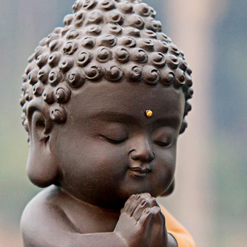 Small Buddha Serenity Purple Clay Home Desk Decoration - Image 23