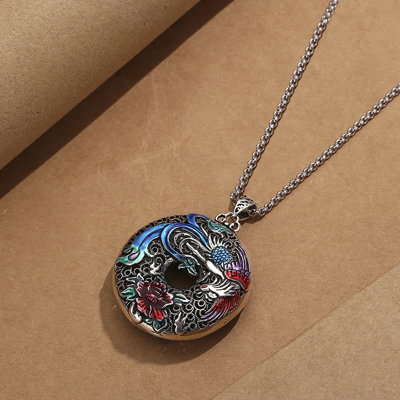 Phoenix Peony Flower Luck Protection Necklace Pendant - Image 8