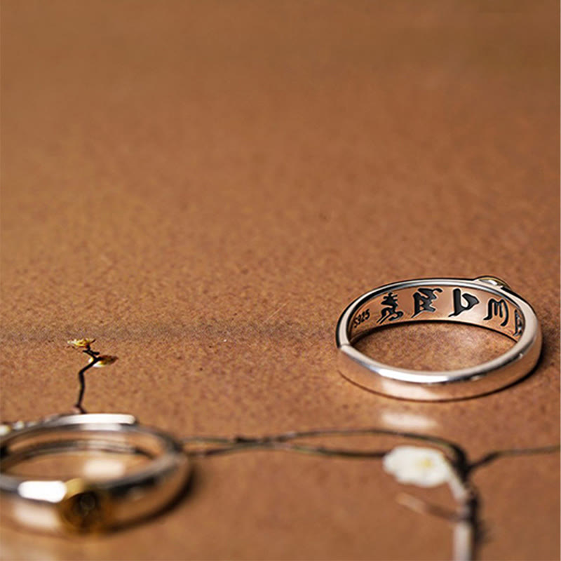 Tibetan Om Mani Padme Hum Carved Chinese Zodiac Natal Buddha Peace Ring - Image 37