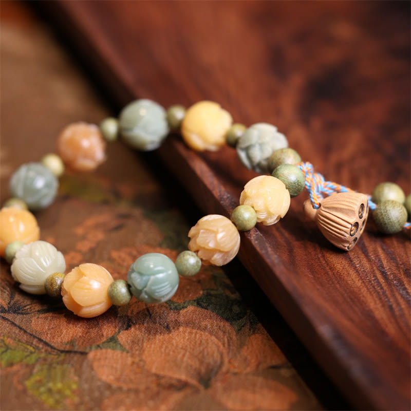 Bodhi Seed Lotus Green Sandalwood Wisdom Harmony Bracelet - Image 3
