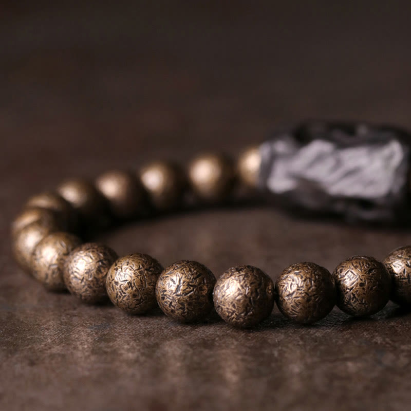 Tibet Ebony Wood Copper Peace Balance Beaded Bracelet - Image 4