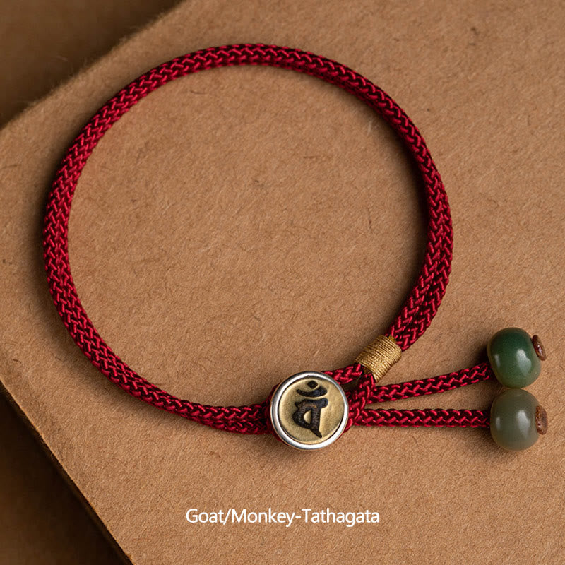 925 Sterling Silver Handmade Chinese Zodiac Natal Buddha Cyan Bodhi Seed Protection Braided Red String Bracelet - Image 9