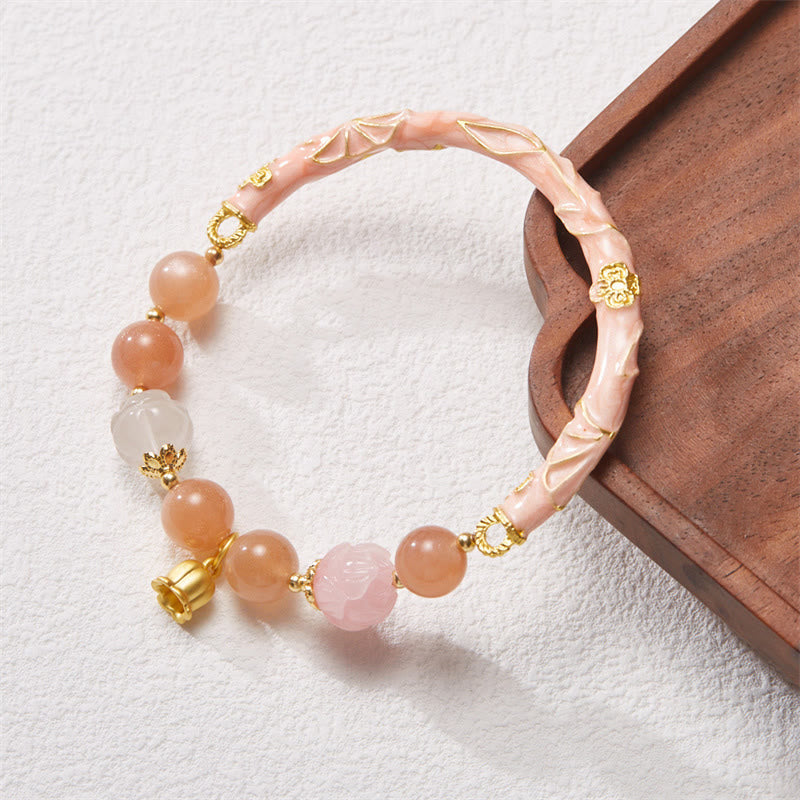 Sun Stone Golden Silk Jade Lily of the Valley Charm Positive Bracelet Bangle - Image 10