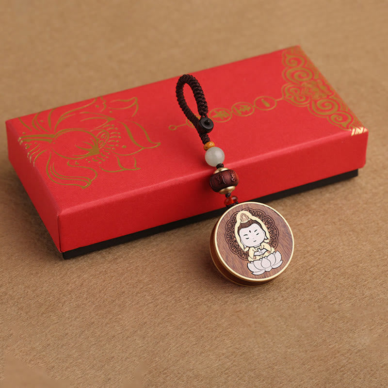 Ebony Wood Rosewood Buddha Avalokitesvara Om Mani Padme Hum Balance Car Key Chain Decoration - Image 23