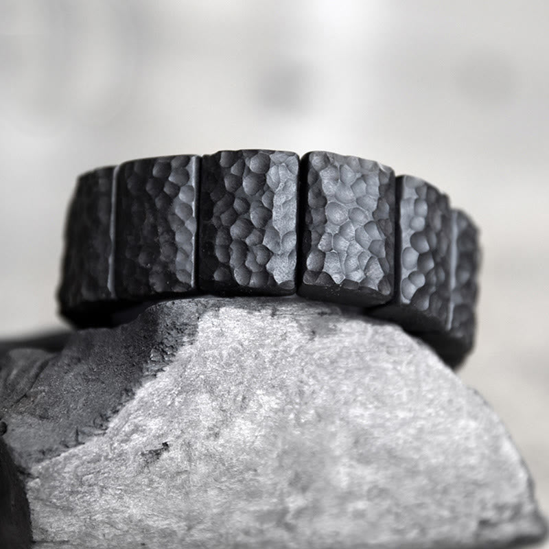 Vintage Ebony Wood Texture Peace Couple Bracelet