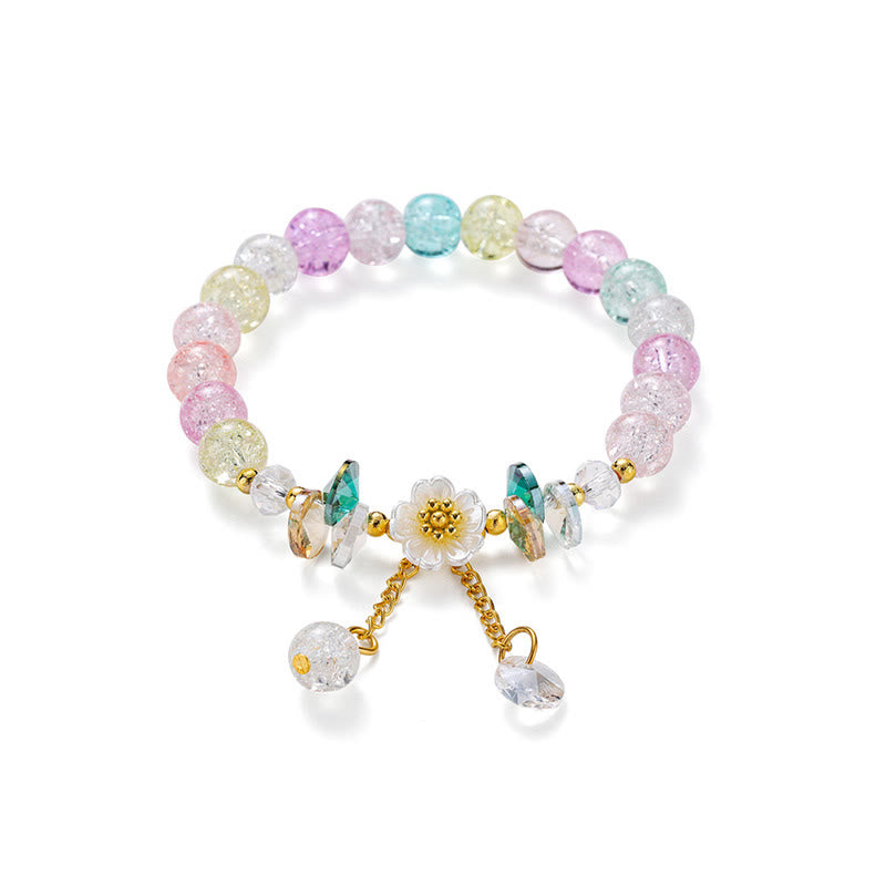 Simple Design Flower Charm Glass Bead Bracelet - Image 22