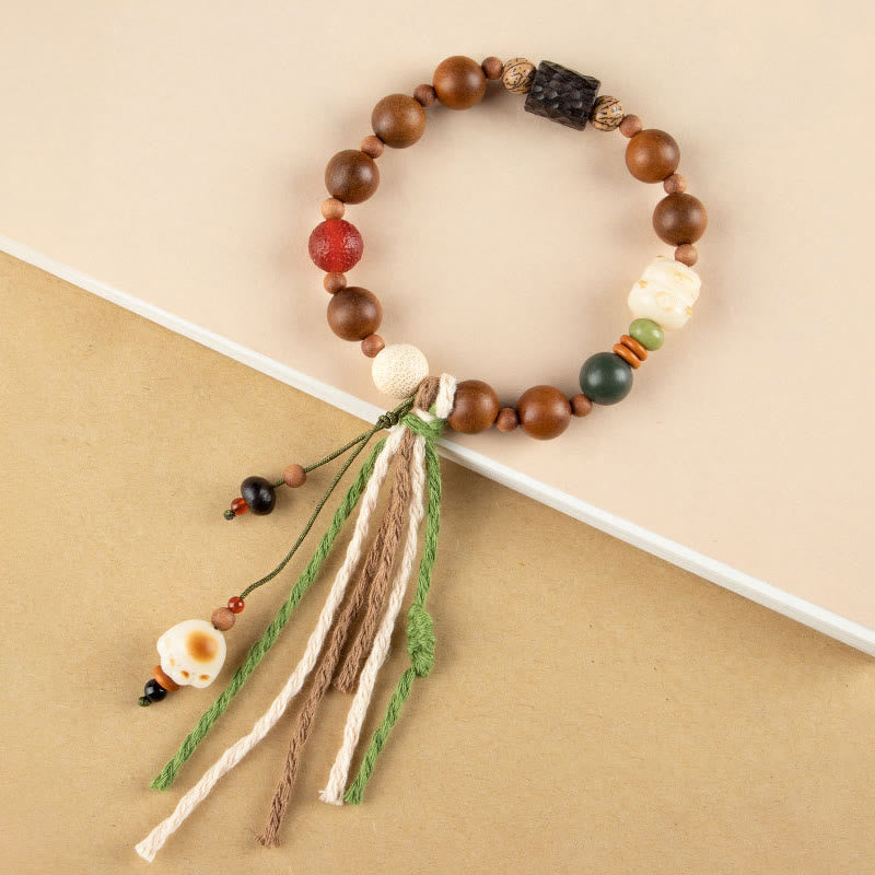 Lightning Strike Wood Bodhi Seed Cat Paw Claw Auspiciousness Protection Tassel Bracelet
