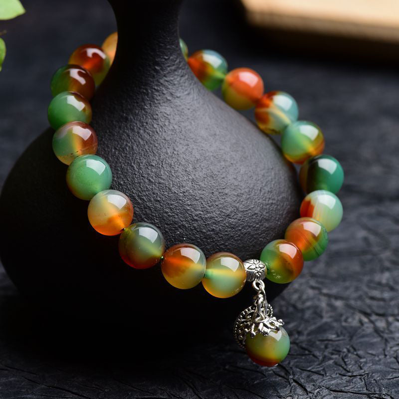 Tibetan Natural Green Agate Healing Bracelet