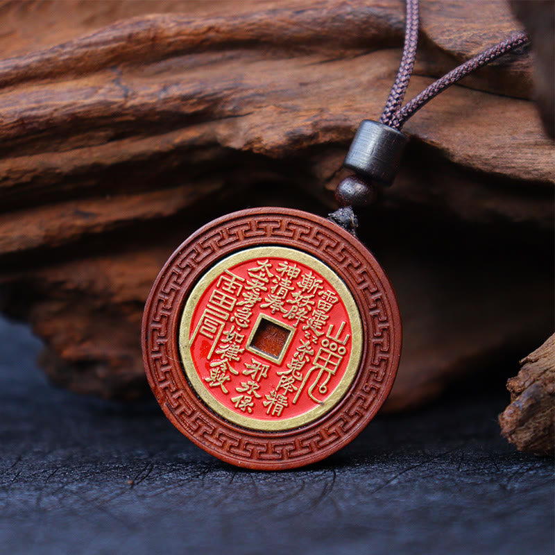 Lightning Struck Jujube Wood Yin Yang Bagua Mountain Ghosts Spend Money Protection Necklace Pendant - Image 5