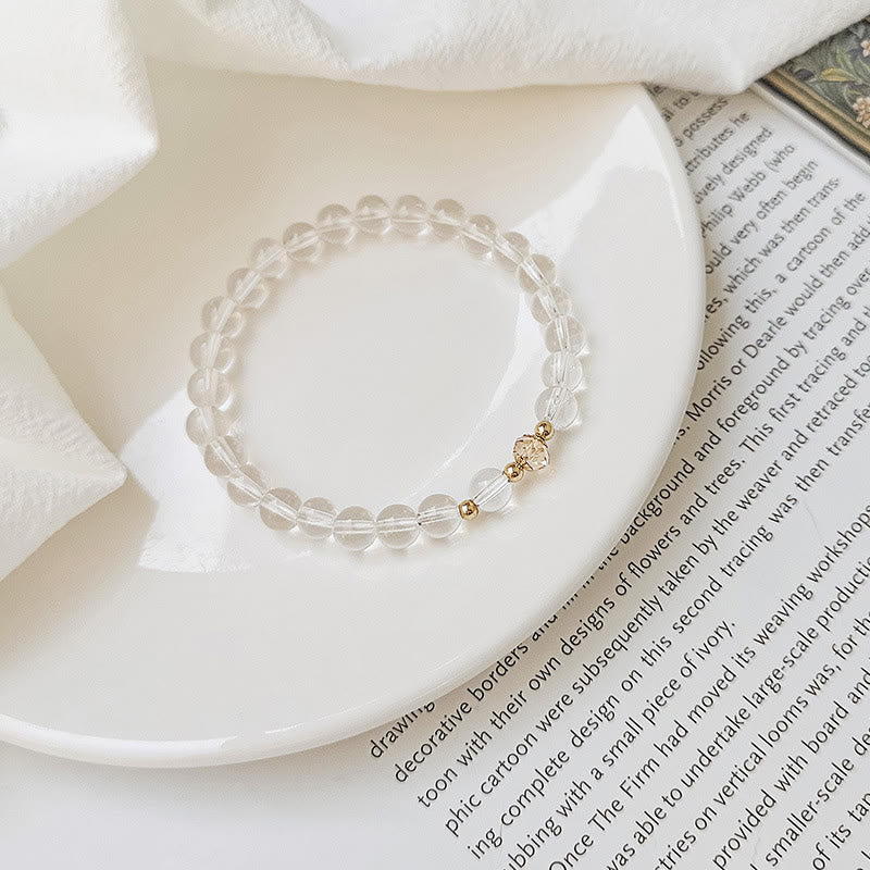 14K Gold Plated Copper Aquamarine White Crystal White Agate Blue Crystal Healing Bracelet - Image 9