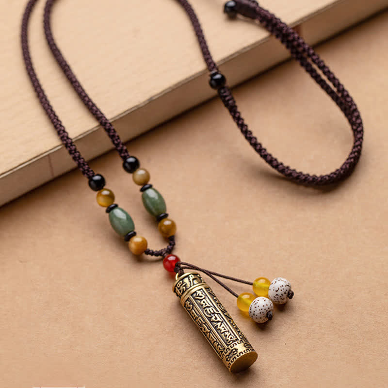 Buddhastoneshop Tibet Om Mani Padme Hum Agate Shurangama Sutra Protection Necklace Pendant - Image 14