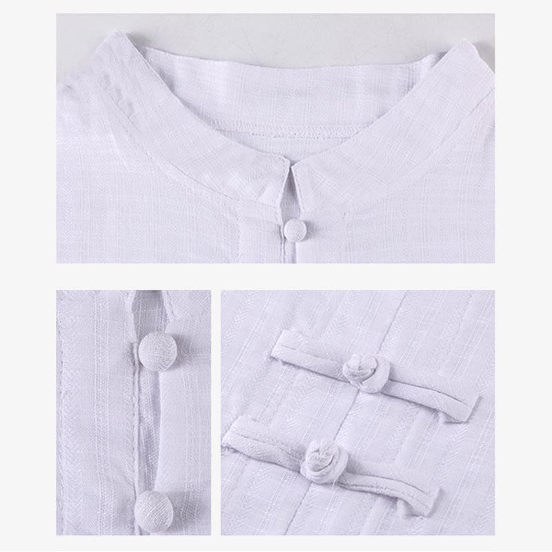 2Pcs Half Sleeve Shirt Top Pants Meditation Zen Tai Chi Linen Clothing Women's Set - Image 9