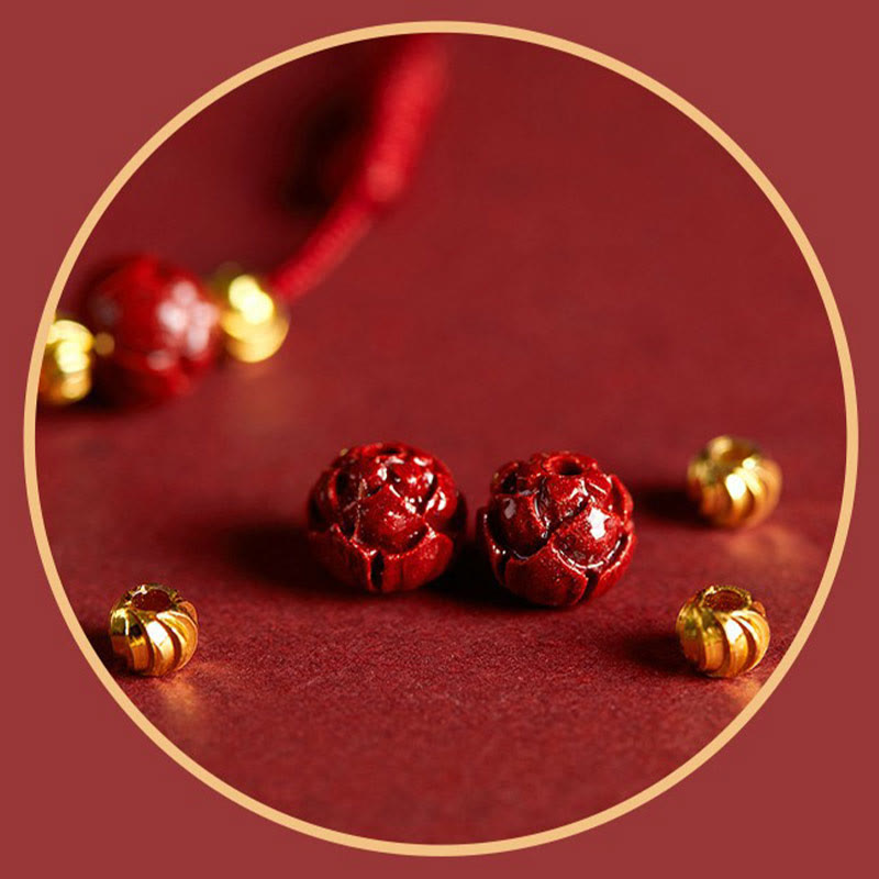 Handmade Lotus Cinnabar Peace Buckle Blessing Braid Bracelet - Image 15