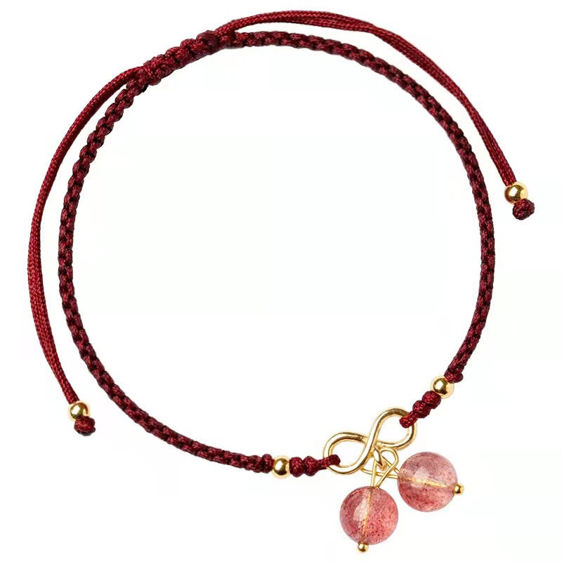 Natural Strawberry Quartz Amethyst Green Phantom Bead Positive Bracelet - Image 18