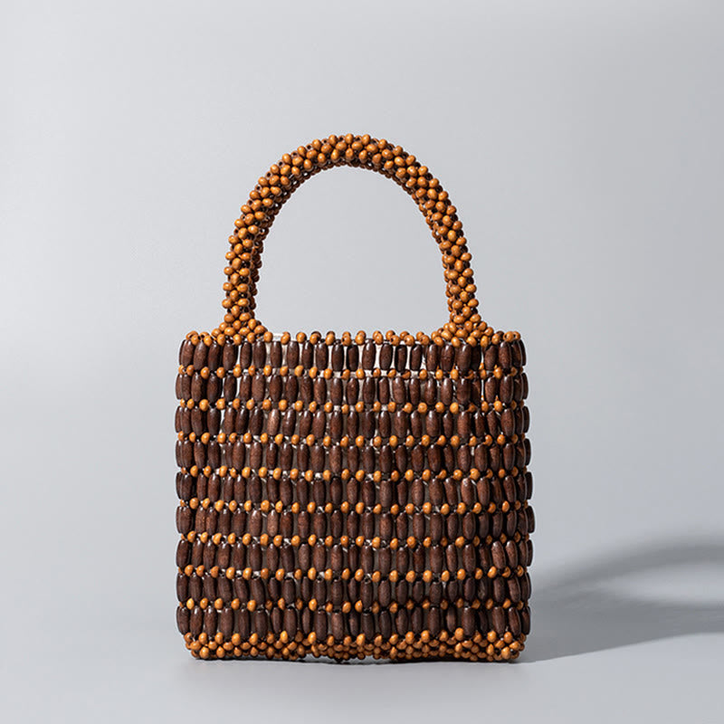 Hand-woven Wooden Beads Handbag
