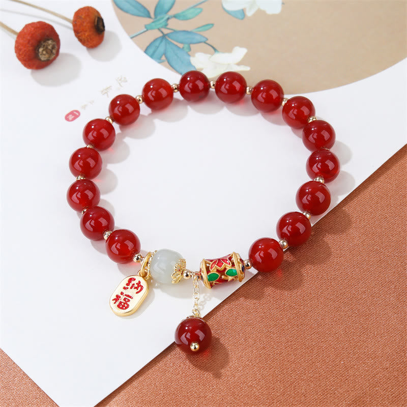 Natural Red Agate Jade Confidence Fortune Blessing Charm Bracelet - Image 6