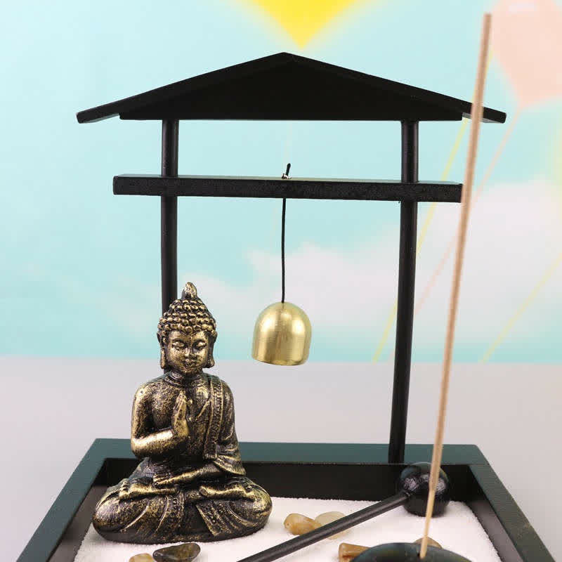 Buddha Statue Rocks Meditation Peace Zen Garden Set Home Decoration - Image 6