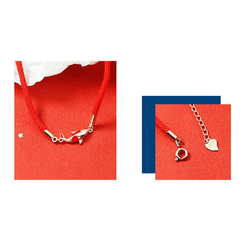 Copper Koi Fish Wealth Necklace Pendant Red Rope Bracelet Earrings Set - Image 7
