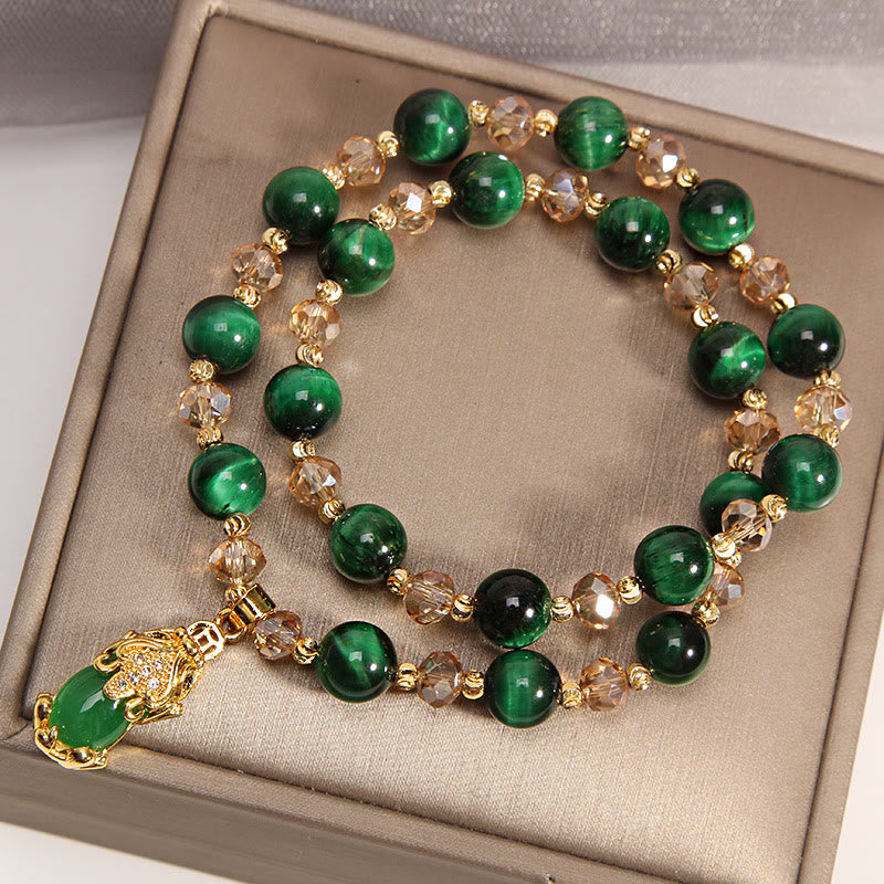 Tiger Eye Pixiu Fox Money Bag Protection Self Confidence Double Wrap Bracelet - Image 9