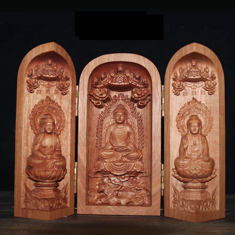 Avalokitesvara Kwan Yin Buddha Cherry Wood Compassion Home Decoration Altar - Image 9