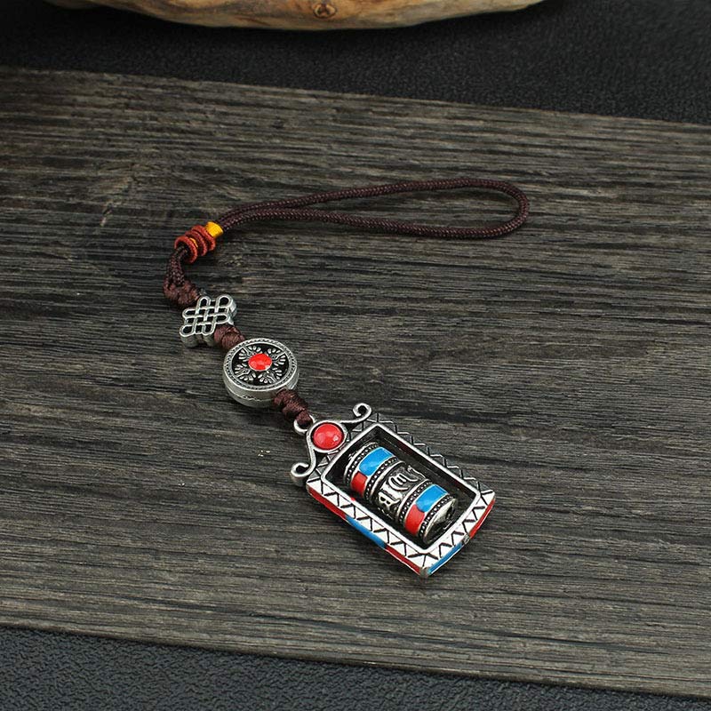 Six True Words Prayer Wheel Rotation Knot Blessing Keychain Decoration - Image 13