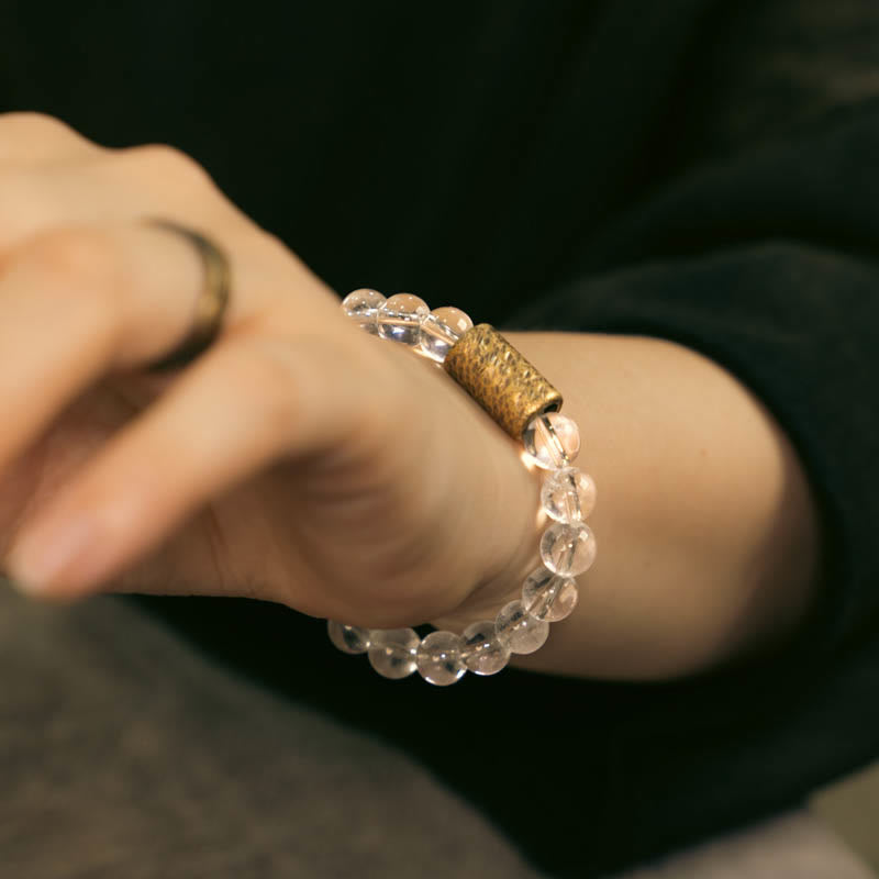 White Crystal Red Hematoid Quartz Gold Rutilated Quartz Purple Phantom Protection Bracelet - Image 6