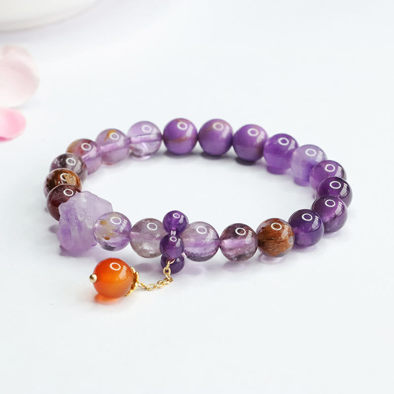 Natural Amethyst Purple Phantom Gemstone Spiritual Awareness Bracelet - Image 3